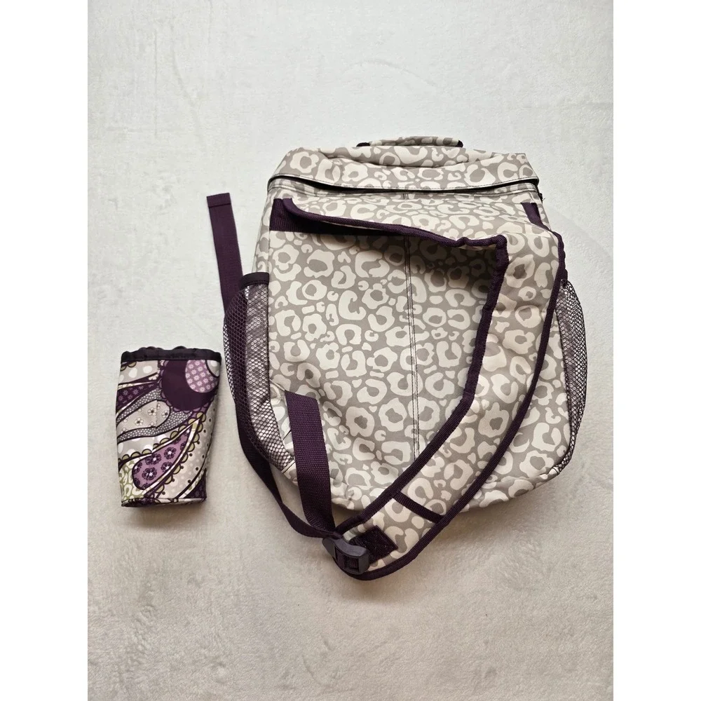 Thirty-One Camera Backpack Leopard Print Padded Dividers Purple Grey One Size